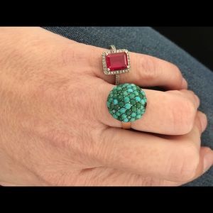 Genuine pavé turquoise and rose gold ring
